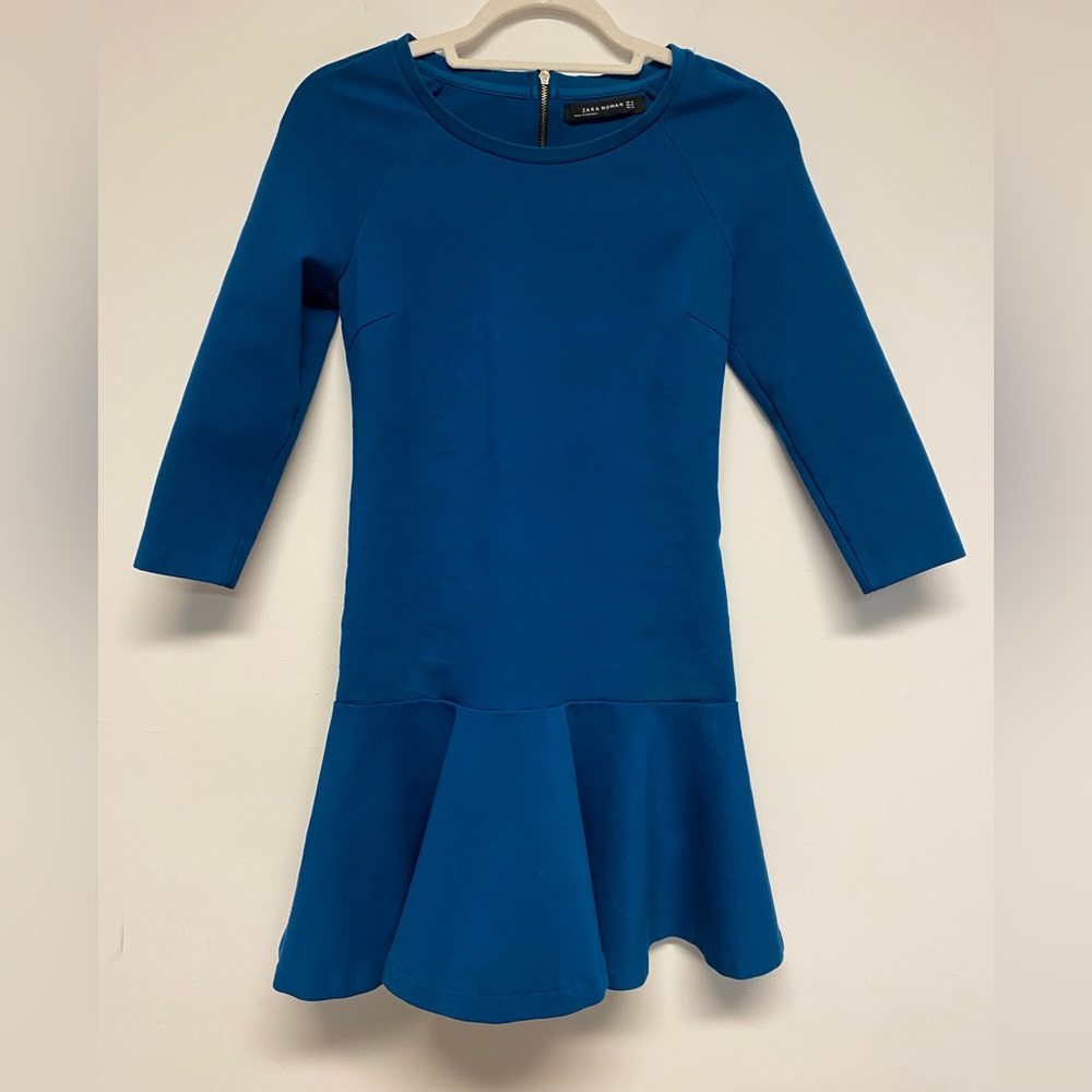 Zara Blue Flared Dress - Picture 2 of 8